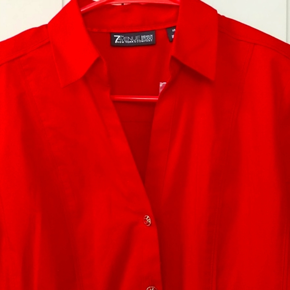 NWT NY&C Red Jewel Button-up Blouse XS - Picture 1 of 5